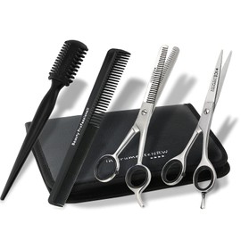 Hairdressing Scissors Set in Case, 5-Piece Set, Thinning Scissors Solingen, Hair Comb, Hair Scissors, Thinning Scissors, 15 cm