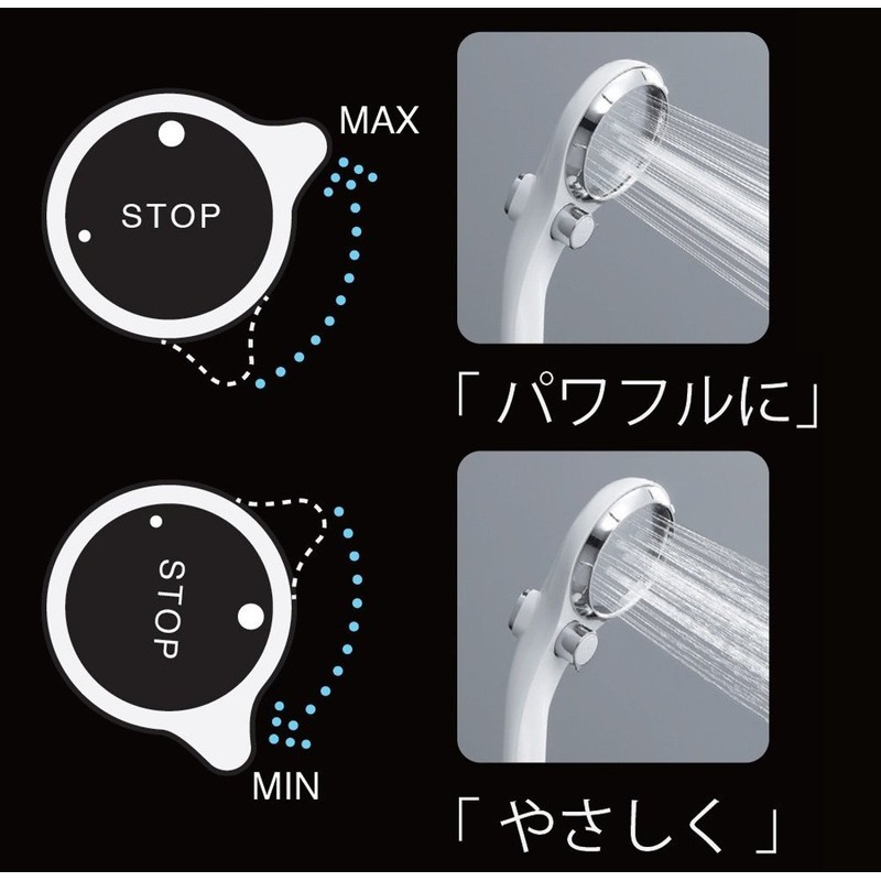 SANEI PS3032-80XA-GP Adjustable Shower Head, Adjustable Momentum and Temporary Stop,