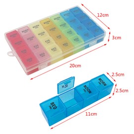 YAOTROOP Weekly Pill Box Organiser Small Pill Box 7 Day 4 Times A Day, Daily Dosette Box Pill Organiser with 28 Copartments to Hold Plenty of Medication, Vitamins and Supplements