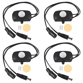 AITIAO 4Pcs DC 5V-24V 5A PIR Motion Activated Sensor Light Switch Occupancy Motion Sensor with DC Coupler Cable for LED Strip Light Kitchen Bathroom Storehouse
