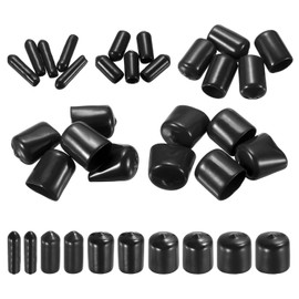 sourcing map 50pcs Round End Protective Caps Rubber Cover 1/8" 1/4" 1/2" 3/4" 1" Black Screw Protector for Screw Bolt, Plumbing Pipe