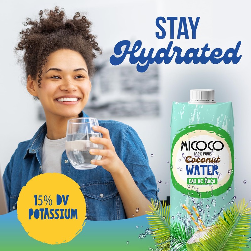 MICOCO Coconut Water, No Added Sugar, 16.9 Fl Oz (Pack