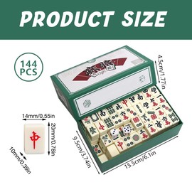 HOVCEH Mini Mahjong Spiel, Tragbarer Majong Set mit 144 Steinen, Traditionelles Chinesisches Majongsteine Spiel, Mahjong Steine Tabletop Brettspiel für Familie Reise Tabletop
