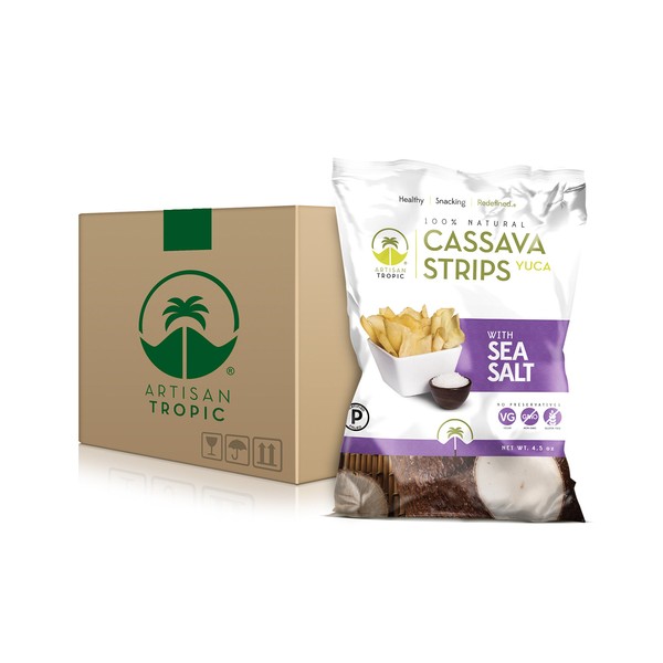 Artisan Tropic Cassava (Yuca) Strips: Sea Salt 4.5oz (12 Pack)