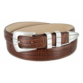 Vince Italian Calfskin Leather Designer Golf Dress Belt for Men (36, Lizard Brown)