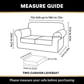 PrinceDeco Velvet Couch Cover Loveseat Covers for 2 Cushion Couch 3 Piece Sofa Covers for Dogs Washable Loveseat Covers Width Up to 72 Inch No Slip Stretch Sofa Slipcover(Medium,Deep Teal)