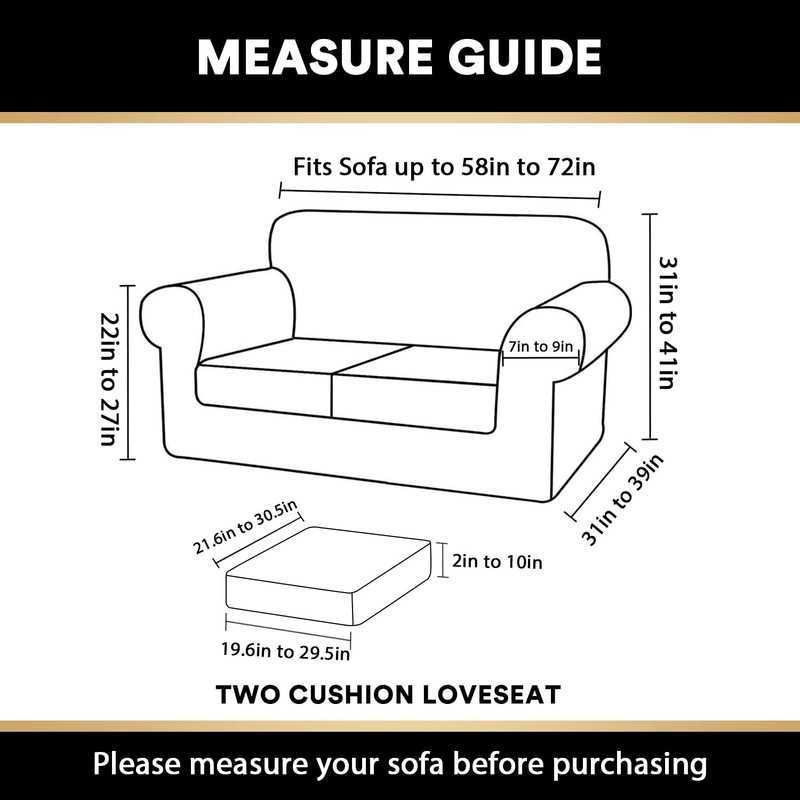PrinceDeco Velvet Couch Cover Loveseat Covers for 2 Cushion Couch