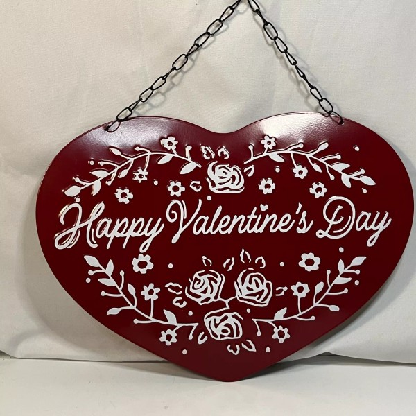 Hobby Lobby Heart Sign Embossed Metal Valentine's Day Decor Hanger
