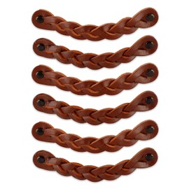 Brute Strength - Leather Handles for Furniture - Braided - Cognac - Pack of 12 - 16.5 x 2.5 cm - Cabinet Handle, Door Handle for Kitchen, Bathroom, Cabinets, Dresser, Wood