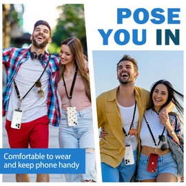 KIDCRV Extra Long Phone Lanyard Strap Crossbody - Adjustable Nylon Lanyard for All Phones - Anti Theft Phone Strap Around the Neck with Tether Tabs, Cell Phone Lanyard for Women & Men, Black