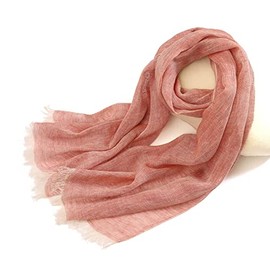 Prettystern Unisex Mottled Plain Long Lightweight Summer Linen Scarf, T87 Old Orange