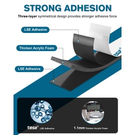 EMITEVER Double Sided Tape Heavy Duty | Strong Foam Mounting Tape for Walls, 0.4in x36ft Waterproof Two Sided Adhesive Tape with High Temp Tape, No Residue Removal for Automotive/Industrial