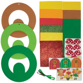 Baker Ross FX192 Autumn Fairy Wreath Kits - Pack of 3, Harvest Festival Decoration Kits for Kids, Autumn Decoration Crafts