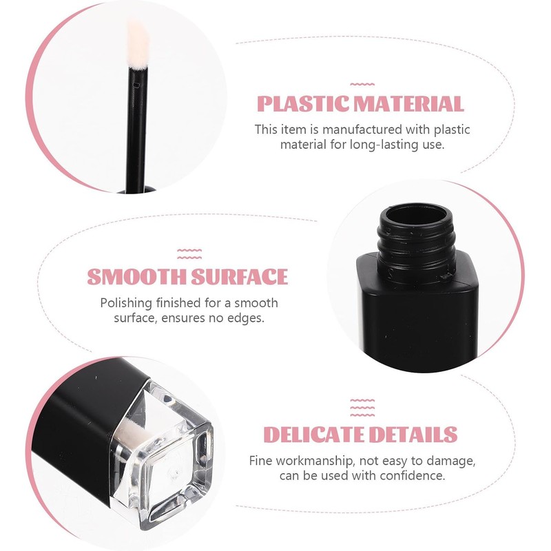 Tubo de Brillo Labial de Plástico 5g, 4 Piezas Negras