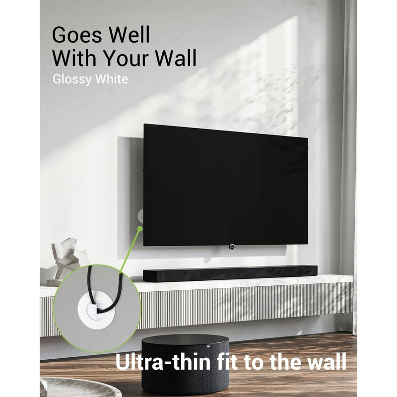 LEENUE TV Cable Hider for Wall Mounted TV, Slim Round