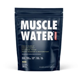 MuscleWater Five-in-One Workout Drink. Build Muscle + Energy + Focus + Rapid Recovery & Rehydration. 5g Creatine, L-Citrulline, 300mg Caffeine, BCAA, Electrolytes, Multivitamin, 0 Sugar (Lemonade)