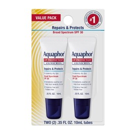 Aquaphor Protector de labios - Amplio espectro SPF 30 - Calmar los labios secos y agrietados - Tubo de 0.35 onzas