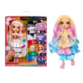 Rainbow High Watercolour & Create DIY Muñeca de Moda con Acuarelas Lavables y Kit de Tie-Dye - Ojos Marrones, Top Extra y Zapatos - Colorear, Crear, Jugar, enjuagar y Repetir - Edades: 4-12 años