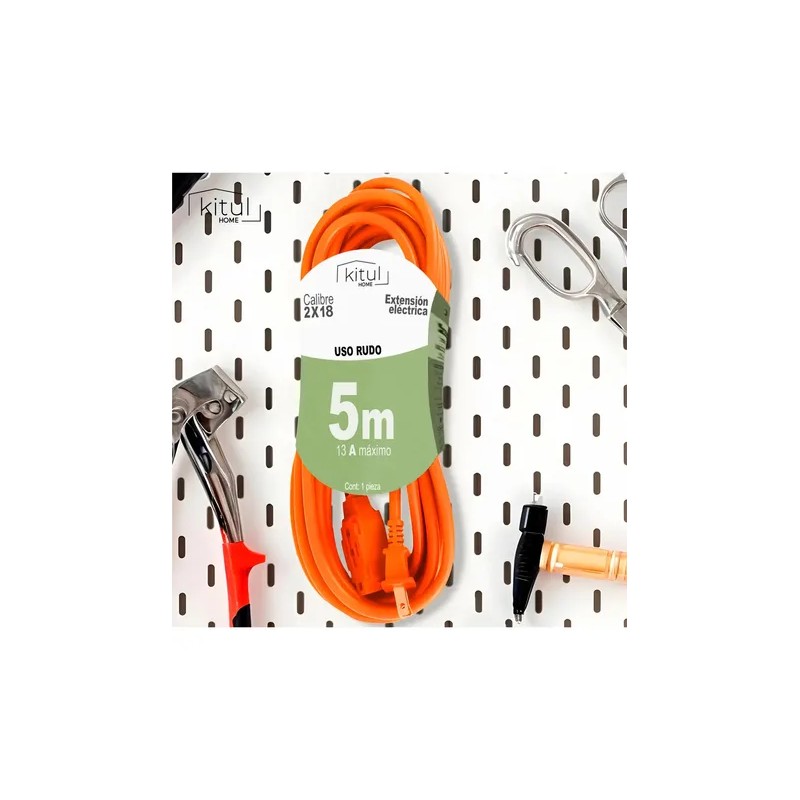 Multicontacto de 3 tomas Kitul extensión 5mcolor naranja largo del