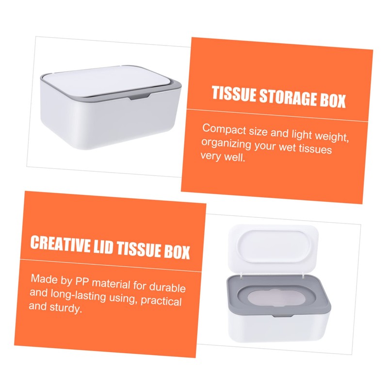 GLEAVI 1Pc Capacity Tissue Box Grey Material Wet and Dry