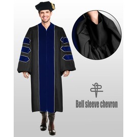 YIIOSS Unisex Deluxe Doctoral Graduation Gown with Tam 8-Sided for Doctoral Regalia Royal Blue