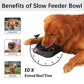 MateeyLife Slow Feeder Dog Bowls, Anti-Choking Puzzle Dog Food Bowls, Non Slip Interactive Dog Feeding Bowls That Slow Down Eating, Bloat Stop Maze Dog Dishes Dog Feeder for Medium Large Breeds Black