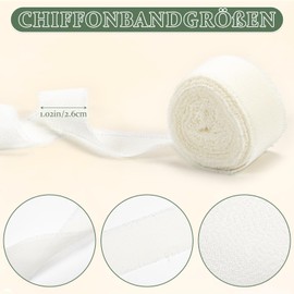 3 Rolls Chiffon Ribbon, Gift Ribbon, Wide 2.5 cm x 7 m, Decoration Satin Ribbon, Gift Ribbons, Hair Accessories, Bouquet, Applies to Parties, Weddings, Valentine's Day, Christmas Decorations (Beige)