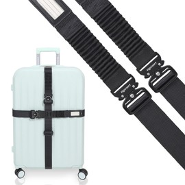 Vigorport Luggage Straps for Suitcases TSA Approved Suitcase Belt, Heavy Duty Metal Buckle Luggage Belt Strap, Stretchable Travel Strap for Luggage 72" Long (2PK)