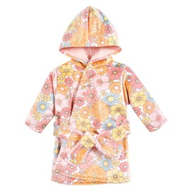 Hudson Baby Unisex Baby Mink with Faux Fur Lining Pool and Beach Robe Cover-ups, Peace Love Flowers, 6-12 Months