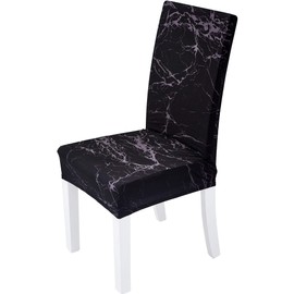 Xundefeng Chair Covers Set of 4 Marble Black High Backrest Swing Chair Dining Room Chair Cantilever Dining Room Chair Covers Stretch Elastane Protective Covers Elastic Protective Cover