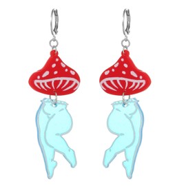 TIANBANGSHI Cute Acrylic Mushroom Earrings Fun Tiny Dancer Beautiful Legs Ballet Earrings Fashion Gift for Women (mushroom)