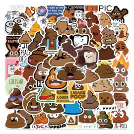 60Pcs Funny Poop Sticker Cute Catoon Spoof Poop Decals,Waterproof for Laptop Water Bottle Car Cup Computer Guitar Skateboard Luggage Bike Bumper, Kid/Teen Gift