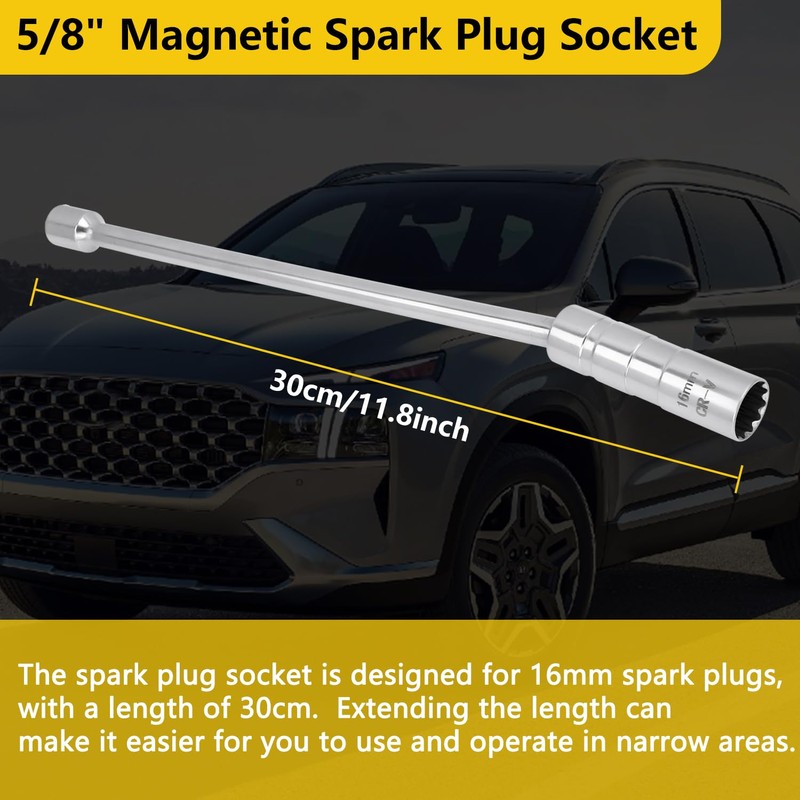 HNeekyr 5/8" (16mm) Extended Spark Plug Socket, 3/8-Inch Drive 12