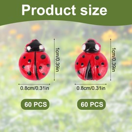 120pcs Mini Resin Ladybug, Cute Tiny Ladybugs with 2 Style Miniature Animals Figures Micro Landscape Dollhouse Decor for Birthday Christmas Party Favors