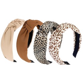 Pack of 4 Headbands for Women, Vintage Hair Band, Non-Slip Hair Band, Leopard Print Hair Bands, Hair Bands for Girls Women (Colour A, One Size)