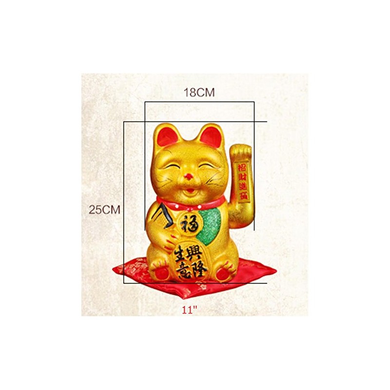 thefancypumpkin 11" Waving Lucky Fortune Cat Maneki Neko Japanese Porcelain