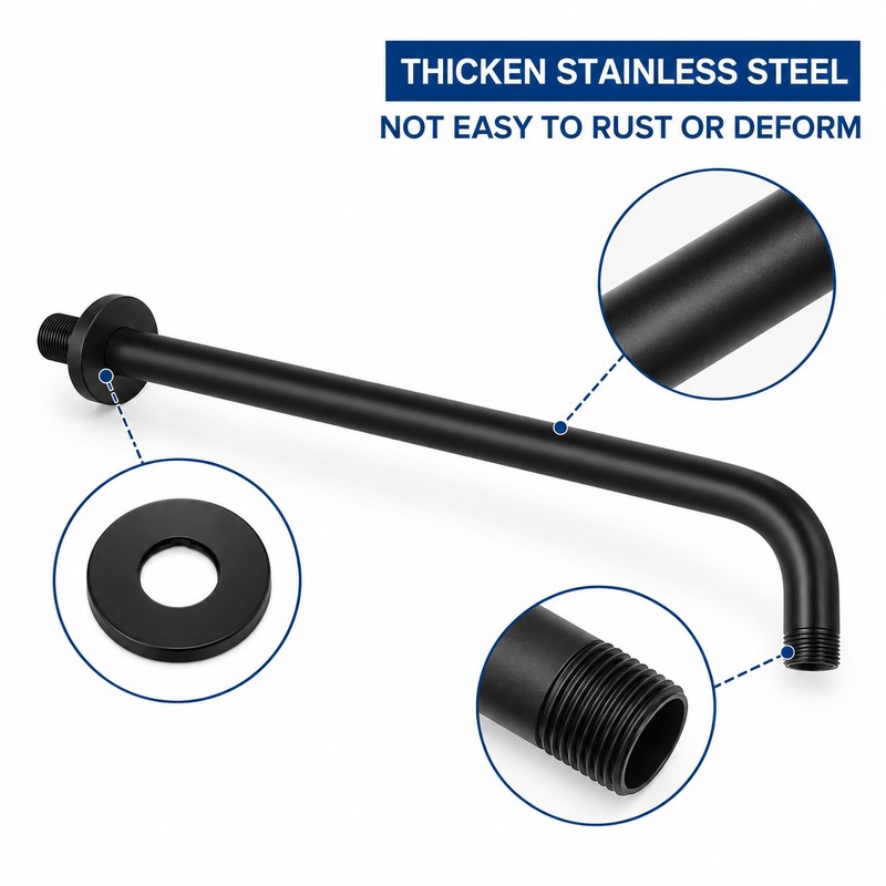 Wall Mounted Shower Head Extension Arm for Rainfall Showers –