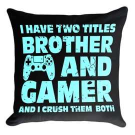 PreLiving Funny Gaming Throw Pillow Cover, Gamer Gifts for Teenage Boys, Gift for Grandson Son, Kids Boys Gaming Room Decor, Electric Blue, 18 × 18 Inch