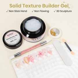 SUPWEE 3D Gel Nail Art, 60g Large Capacity White Sculpting Hard Solid Builder Gel Non-Sticky Hand Molding Nails for Extension Carving Home DIY Manicure with Chrome Powder DIY at home