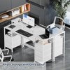 Korfile White Computer Desk with Power Outlets & LED Lights,
