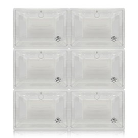 KTJJ Shoe Box Plastic Organizer with Magnetic Door, Stackable, Transparent, Set of 6. (Clear)