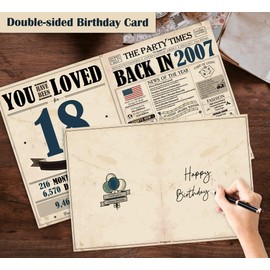 Blazeon Jumbo 18th Birthday Card for Women Men, Vintage 18th Birthday Party Decorations for Her Him, Retro 18 Year Old Birthday Gifts for Son Daughter, Double-Sided with Two Stickers