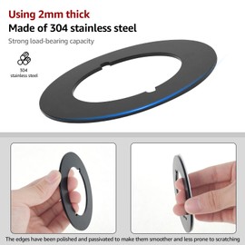 2Pcs Door Knob Plates Round Version, Stainless Steel Door Reinforcement Plate, Knob Fixing Backplate, 2-1/8" Inner Diameter 3-1/2" Outer Diameter, Scar Plates for Door Knob/Lever/Deadbolt (Black)