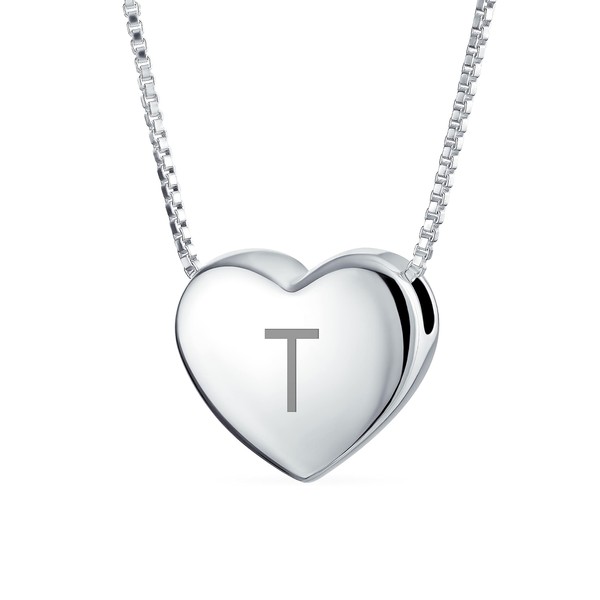 Bling Jewelry Personalized Plain Simple Engravable Alphabet Letter T Initial