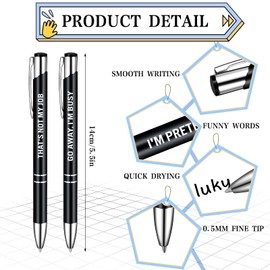 Nezyo 12 Packs Funny Pen Ballpoint Pens for Colleagues Funky Stationery Quirky Leaving Gift Cheeky Rude Pen Office Accessories for Teacher Adult (Black)