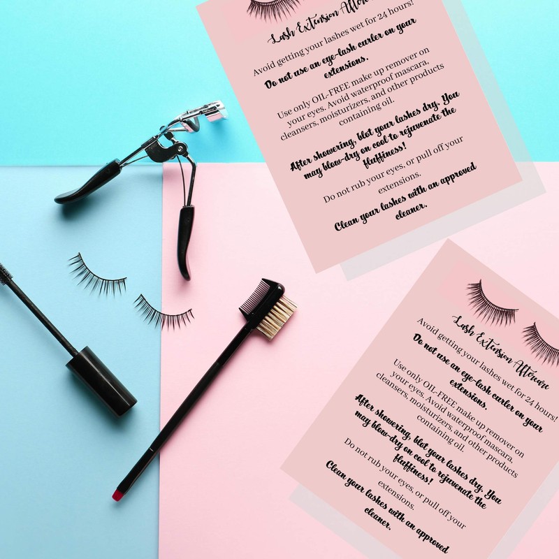 Lash Extension After Care Instruction Cards for Clients | Post