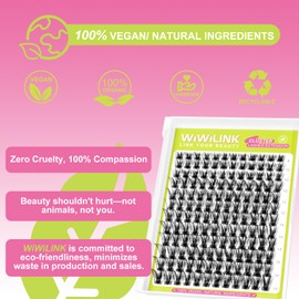 WiWiLINK Lash Clusters Wispy DIY Lash Extension 8-16mm Eyelash Clusters D Curl Individual Eye Lashes Volume False Eyelashes Natural Look Cluster Eyelash Extensions Super Thin Band for Salon, G04