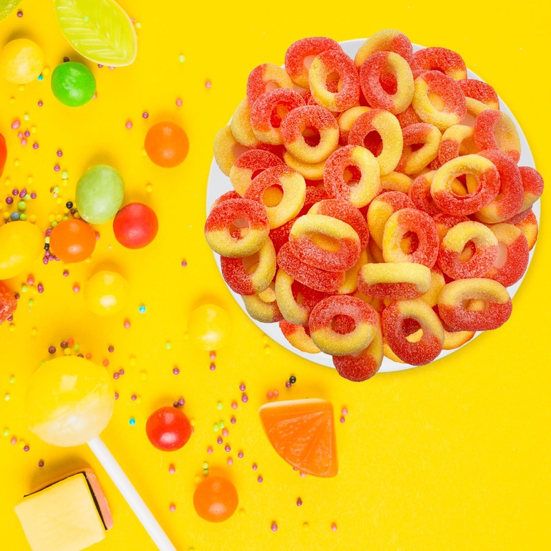 Peach Rings Gummies, Sour and Sweet Chewy Candy, 1-Pound Bag