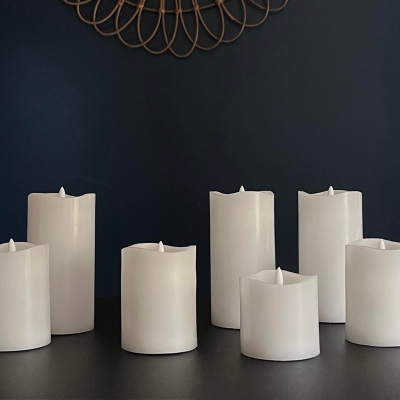 Stonebriar 3 Count Ivory Real Wax 3x8 Flameless LED Pillar