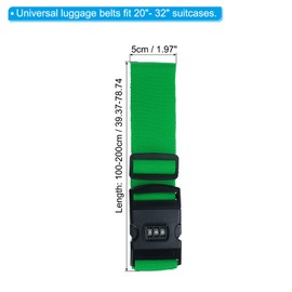 PATIKIL Luggage Straps, Suitcase Straps Adjustable Luggage Belts Strap with Combination Lock for Luggage Suitcases Travel, Grass Green